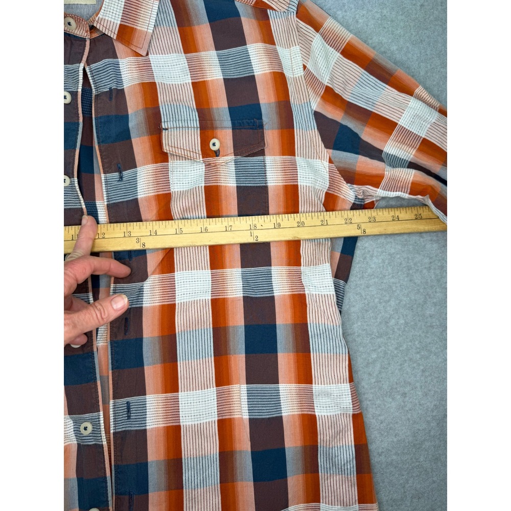 Tommy Bahama Mens Plaid Button Down Shirt Orange Blue Silk Blend Large T37816 - Picture 8 of 9